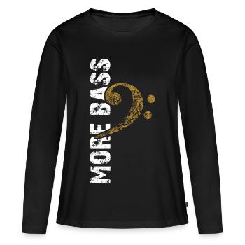 Plus basse - clé de basse - T-shirt manches longues Premium bio Femme - noir - Devant - Julia (174cm)