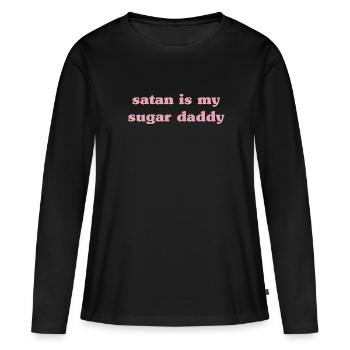 Satan Is My Sugar Daddy - - Frauen Premium Bio Langarmshirt - Schwarz - Vorne - Julia (174cm)