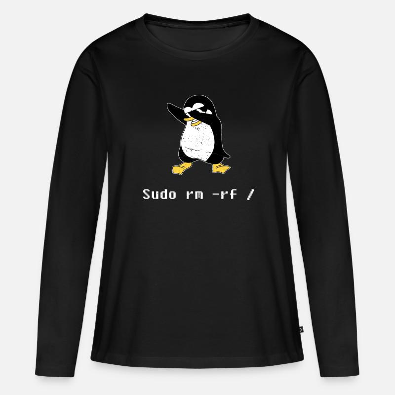 Sudo rm RF Admin Sysadmin Java Linux Geschenk - Frauen Premium Bio Langarmshirt - Schwarz