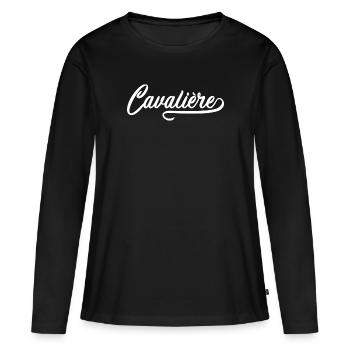 Cavalière vintage - T-shirt manches longues Premium bio Femme - noir - Devant - Julia (174cm)