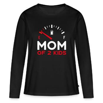 MOM OF 2 KIDS MAMA ZWEI KINDER - Frauen Premium Bio Langarmshirt - Schwarz - Vorne - Julia (174cm)