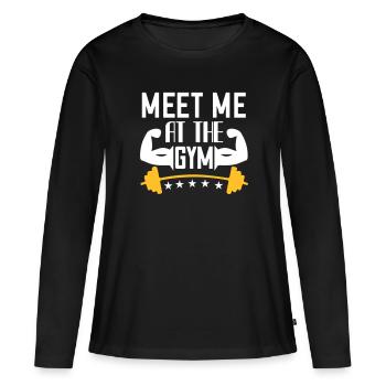 Meet me in the gym - meet me at the gym - Women's Premium Organic Long Sleeve Shirt - black - Front - Julia (174cm)