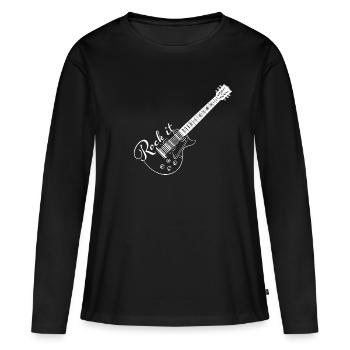 Guitare e-guitare - Rock it guitar - T-shirt manches longues Premium bio Femme - noir - Devant - Julia (174cm)