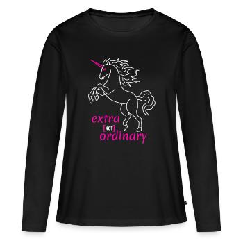 Einhorn extraordinary Flock - Frauen Premium Bio Langarmshirt - Schwarz - Vorne - Julia (174cm)