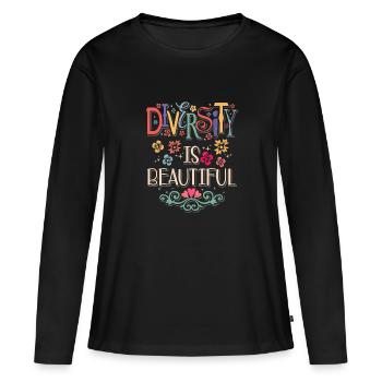 La diversité est belle donc soyez gentil - Rétro Vintage - T-shirt manches longues Premium bio Femme - noir - Devant - Julia (174cm)