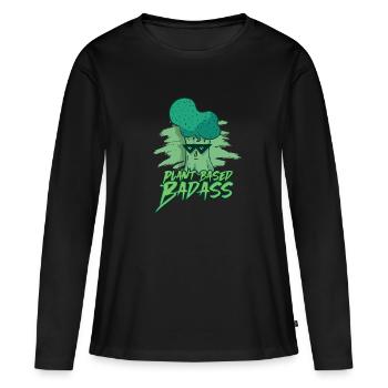 Badass à base de plantes - Végétarien végétalien - Drôle - T-shirt manches longues Premium bio Femme - noir - Devant - Julia (174cm)