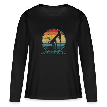 Oilfiled - Oil Drilling Rig Pump Retro Roughneck - T-shirt manches longues Premium bio Femme - noir - Devant - Julia (174cm)