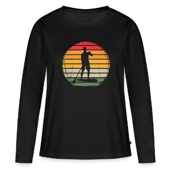 Paddle Board Vintage - T-shirt manches longues Premium bio Femme - noir - Devant - Julia (174cm)