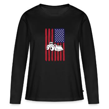 USA Chargeuse sur pneus Amérique - T-shirt manches longues Premium bio Femme - noir - Devant - Julia (174cm)