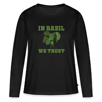 Nous faisons confiance au basilic - T-shirt manches longues Premium bio Femme - noir - Devant - Julia (174cm)