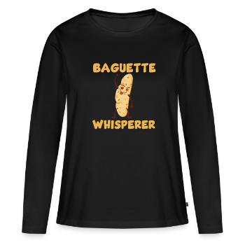 Baguette Chuchoteur - T-shirt manches longues Premium bio Femme - noir - Devant - Julia (174cm)