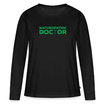 Naturopathe Docteur Outfit Naturopathie - T-shirt manches longues Premium bio Femme - noir - Devant - Julia (174cm)