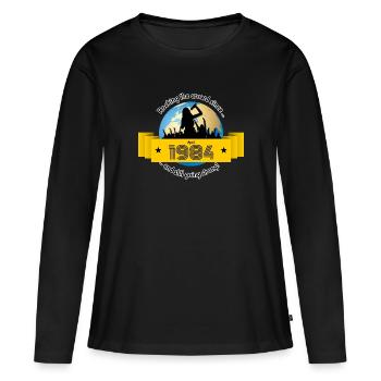 40. Geburtstag Rocking the crowd since 04/1984 - Frauen Premium Bio Langarmshirt - Schwarz - Vorne - Julia (174cm)