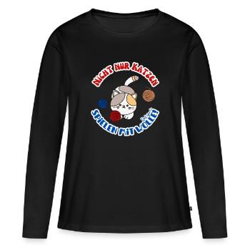 Wolle Katze Frauen lustiger Spruch - Frauen Premium Bio Langarmshirt - Schwarz - Vorne - Julia (174cm)
