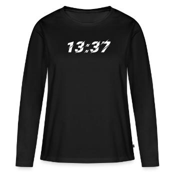 1337 élite - T-shirt manches longues Premium bio Femme - noir - Devant - Julia (174cm)