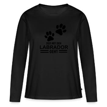 Herrchen Labrador der mit dem Labrador geht - Frauen Premium Bio Langarmshirt - Schwarz - Vorne - Julia (174cm)