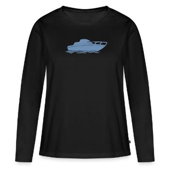 Conception de bateaux à moteur pour les plaisanciers à moteur - T-shirt manches longues Premium bio Femme - noir - Devant - Julia (174cm)