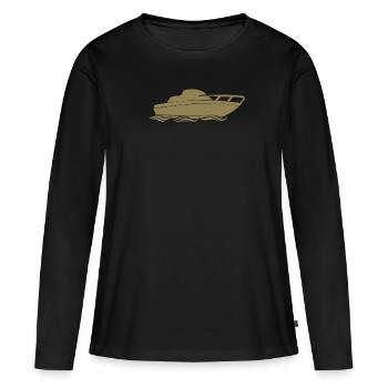 Conception de bateaux à moteur pour les plaisanciers à moteur - T-shirt manches longues Premium bio Femme - noir - Devant - Julia (174cm)