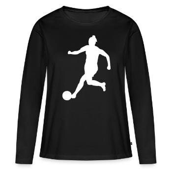 Frauen Fußball Fußballspielerin Design - Frauen Premium Bio Langarmshirt - Schwarz - Vorne - Julia (174cm)