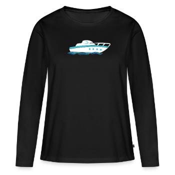 Conception de bateaux à moteur pour les plaisanciers à moteur - T-shirt manches longues Premium bio Femme - noir - Devant - Julia (174cm)