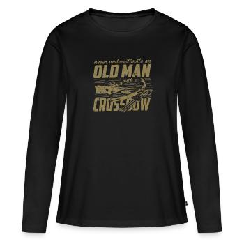 Arbalète ne sous-estime jamais un vieil homme - T-shirt manches longues Premium bio Femme - noir - Devant - Julia (174cm)
