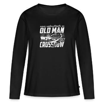 Arbalète ne sous-estime jamais un vieil homme - T-shirt manches longues Premium bio Femme - noir - Devant - Julia (174cm)