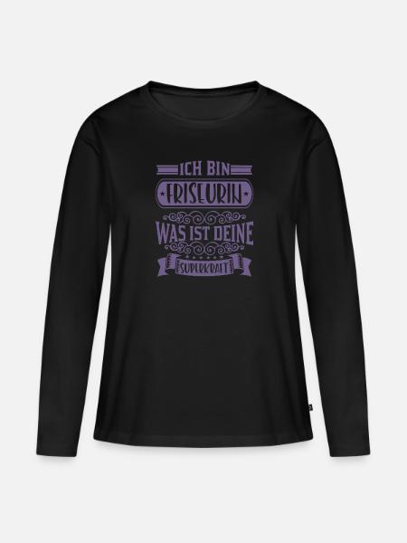 Ich bin Friseurin Was ist deine Superkraft - Frauen Premium Bio Langarmshirt - Schwarz