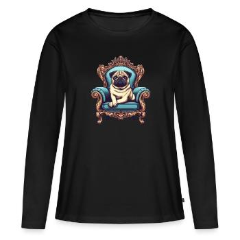 Majestueux Carlin sur le trône - T-shirt manches longues Premium bio Femme - noir - Devant - Julia (174cm)