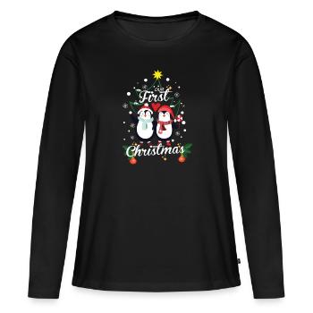 Penguins First Christmas Newborn - Women's Premium Organic Long Sleeve Shirt - black - Front - Julia (174cm)