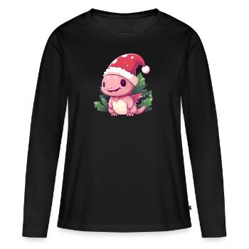 Noël Axolotl Gui - T-shirt manches longues Premium bio Femme - noir - Devant - Julia (174cm)