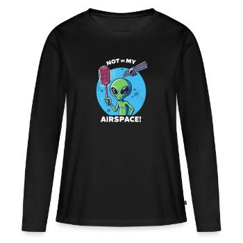 Außerirdischer Datenschutz: "Nicht in meinem - Frauen Premium Bio Langarmshirt - Schwarz - Vorne - Julia (174cm)