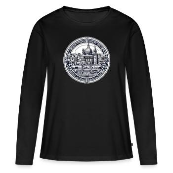 Historisches Valletta: Hafenansicht und - Frauen Premium Bio Langarmshirt - Schwarz - Vorne - Julia (174cm)