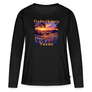 Coucher de soleil à Fredericksburg : la communauté allemande - T-shirt manches longues Premium bio Femme - noir - Devant - Julia (174cm)