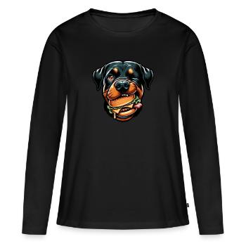 Rottweiler avec hamburger cheeseburger - T-shirt manches longues Premium bio Femme - noir - Devant - Julia (174cm)