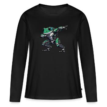 Cool Robot Grenouille Dabbing Mech Cyborg - T-shirt manches longues Premium bio Femme - noir - Devant - Julia (174cm)
