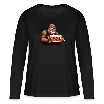 Gorilla aime la bande dessinée de lasagne - T-shirt manches longues Premium bio Femme - noir - Devant - Julia (174cm)