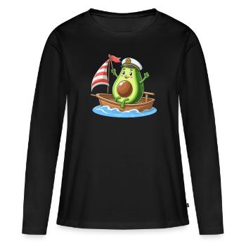 Cool dériveur à motif d’été avocat - T-shirt manches longues Premium bio Femme - noir - Devant - Julia (174cm)