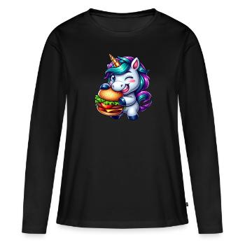 Hamburger Cheeseburger licorne - T-shirt manches longues Premium bio Femme - noir - Devant - Julia (174cm)