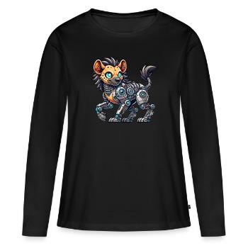 Cool Hyena Cyborg Robot Mech - T-shirt manches longues Premium bio Femme - noir - Devant - Julia (174cm)