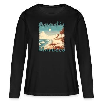Agadir Maroc Mers du Sud Méditerranée Vacances Afrique du Nord - T-shirt manches longues Premium bio Femme - noir - Devant - Julia (174cm)