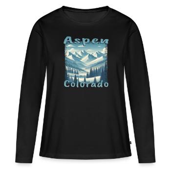Aspen Hiver Ski Snowboard Vacances Grunge - T-shirt manches longues Premium bio Femme - noir - Devant - Julia (174cm)
