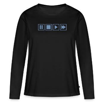 Retro Cassette Recorder TV Nostalgia - Women's Premium Organic Long Sleeve Shirt - black - Front - Julia (174cm)