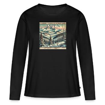 Aspen Ski Resort Ski Snowboard Hiver Vintage - T-shirt manches longues Premium bio Femme - noir - Devant - Julia (174cm)