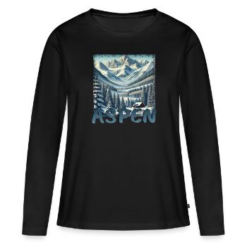 Aspen Colorado Ski Planche à neige - T-shirt manches longues Premium bio Femme - noir - Devant - Julia (174cm)
