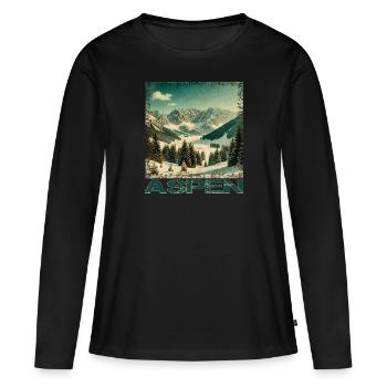 Aspen Colorado Ski Snowboard Hiver Vintage - T-shirt manches longues Premium bio Femme - noir - Devant - Julia (174cm)