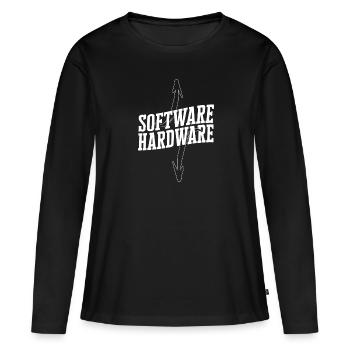 Lustiger IT Spruch Software Hardware Wortspiel - Frauen Premium Bio Langarmshirt - Schwarz - Vorne - Julia (174cm)