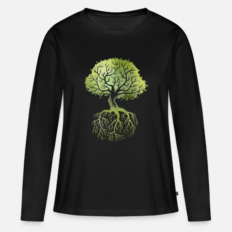 Roots - Frauen Premium Bio Langarmshirt - Schwarz