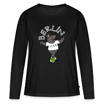 Berlin, Icke - Frauen Premium Bio Langarmshirt - Schwarz - Vorne - Julia (174cm)