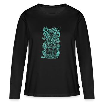 manière asiatique - T-shirt manches longues Premium bio Femme - noir - Devant - Julia (174cm)