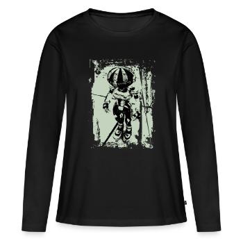 robo metall green - Frauen Premium Bio Langarmshirt - Schwarz - Vorne - Julia (174cm)